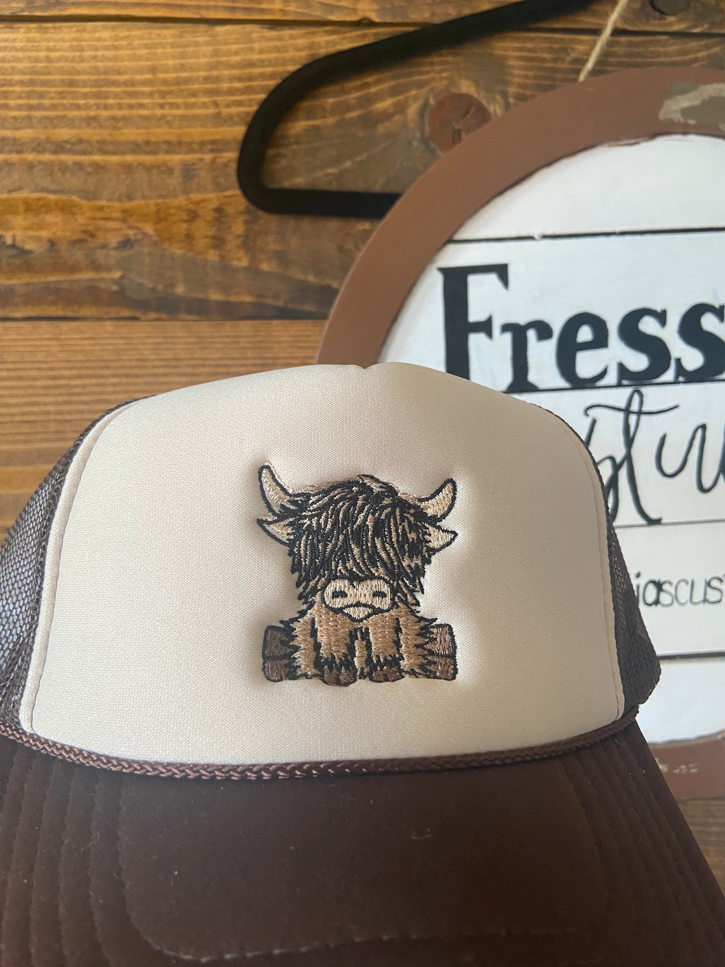 Highland cow trucker hat